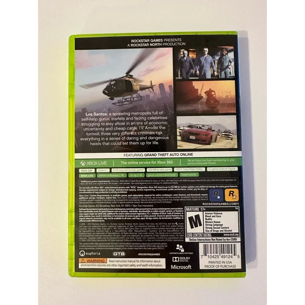 Grand Theft Auto V - Microsoft Xbox 360 - CIB With Map & Manual
